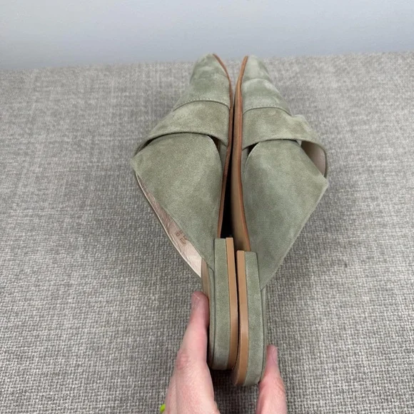 42 Gold Womens Carra Flat Heel Mule Cushioned Insole Green Suede Size 9 Pointy - Picture 9 of 11